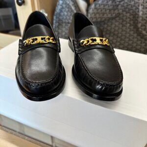 Celine Black Leather Loafers Women's Size 37